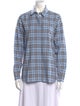 Burberry Plaid Print Long Sleeve Button-Up Top