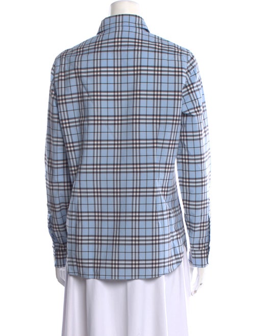 Burberry Plaid Print Long Sleeve Button-Up Top