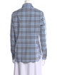 Burberry Plaid Print Long Sleeve Button-Up Top