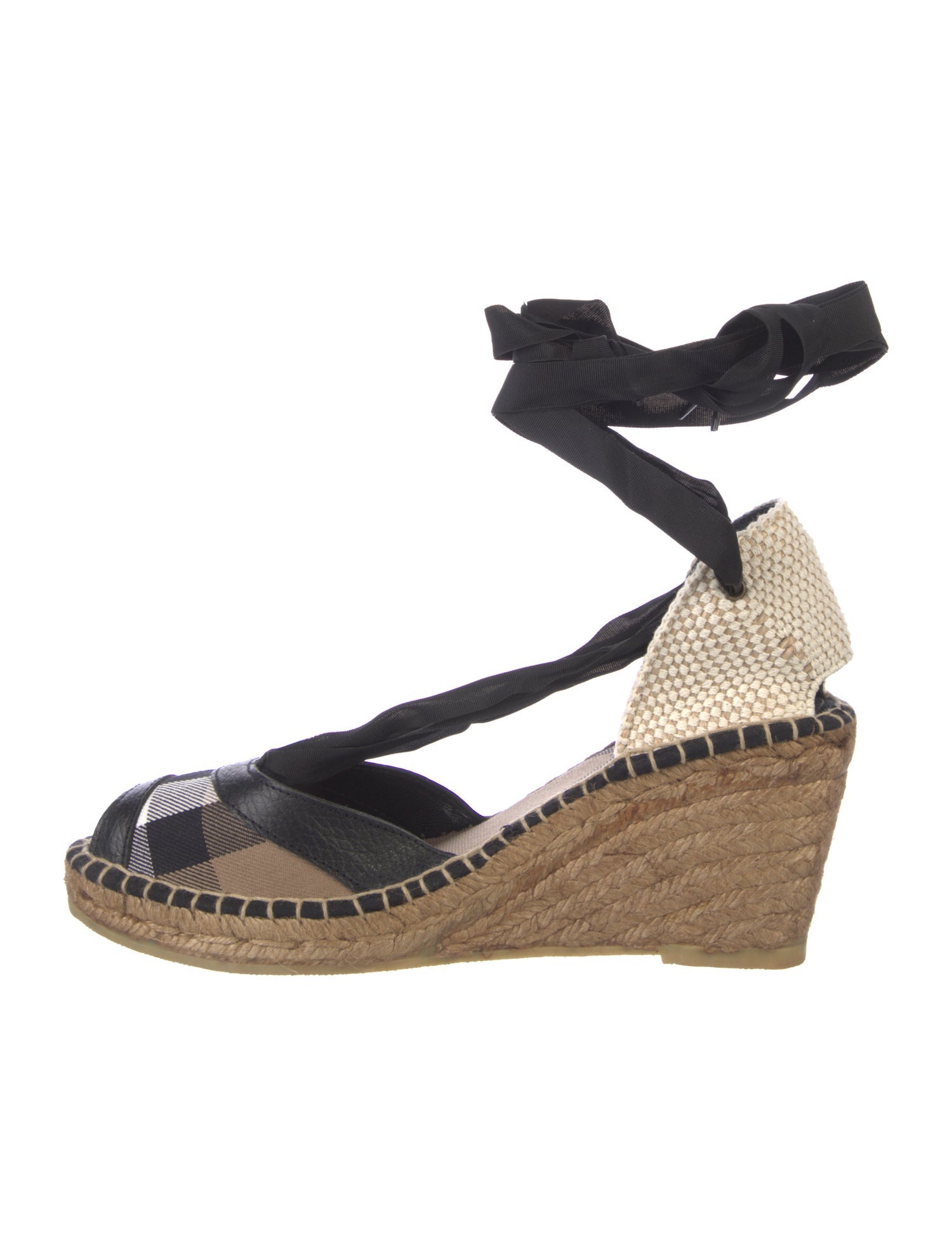 Burberry Canvas Colorblock Pattern Slingback Pumps