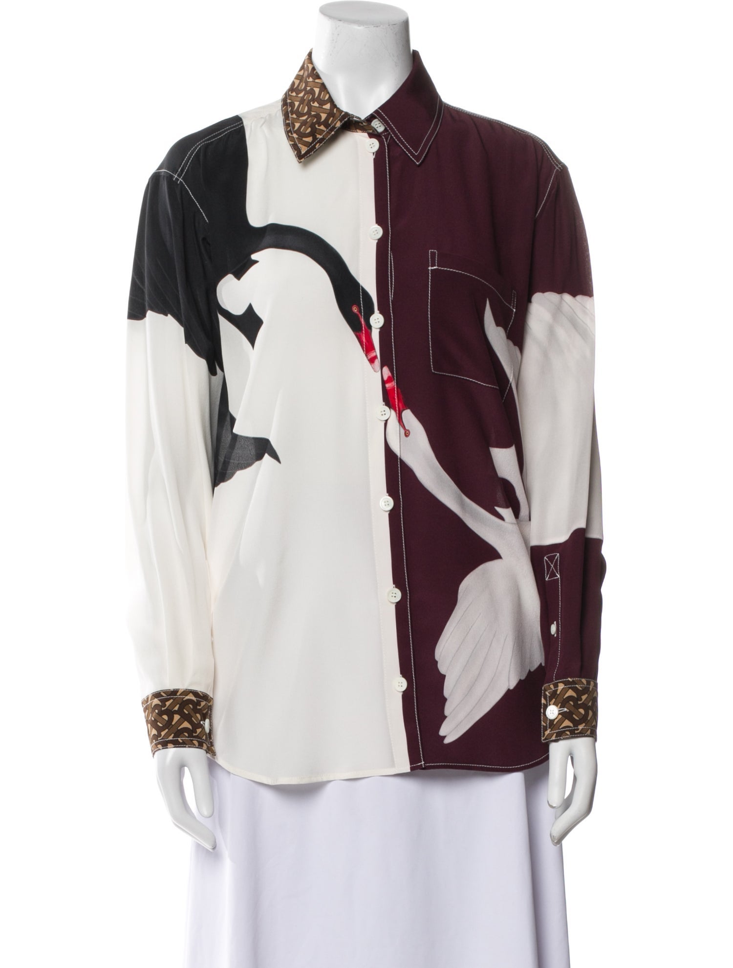 Burberry Silk Printed Button-Up Top w/ Tags