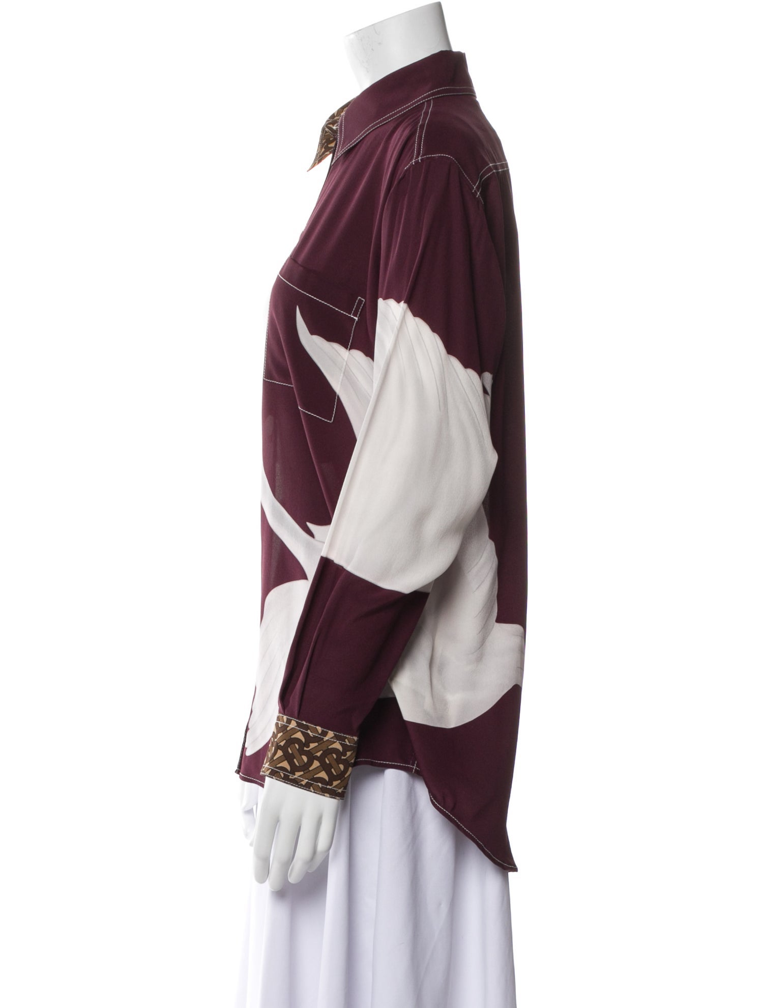 Burberry Silk Printed Button-Up Top w/ Tags