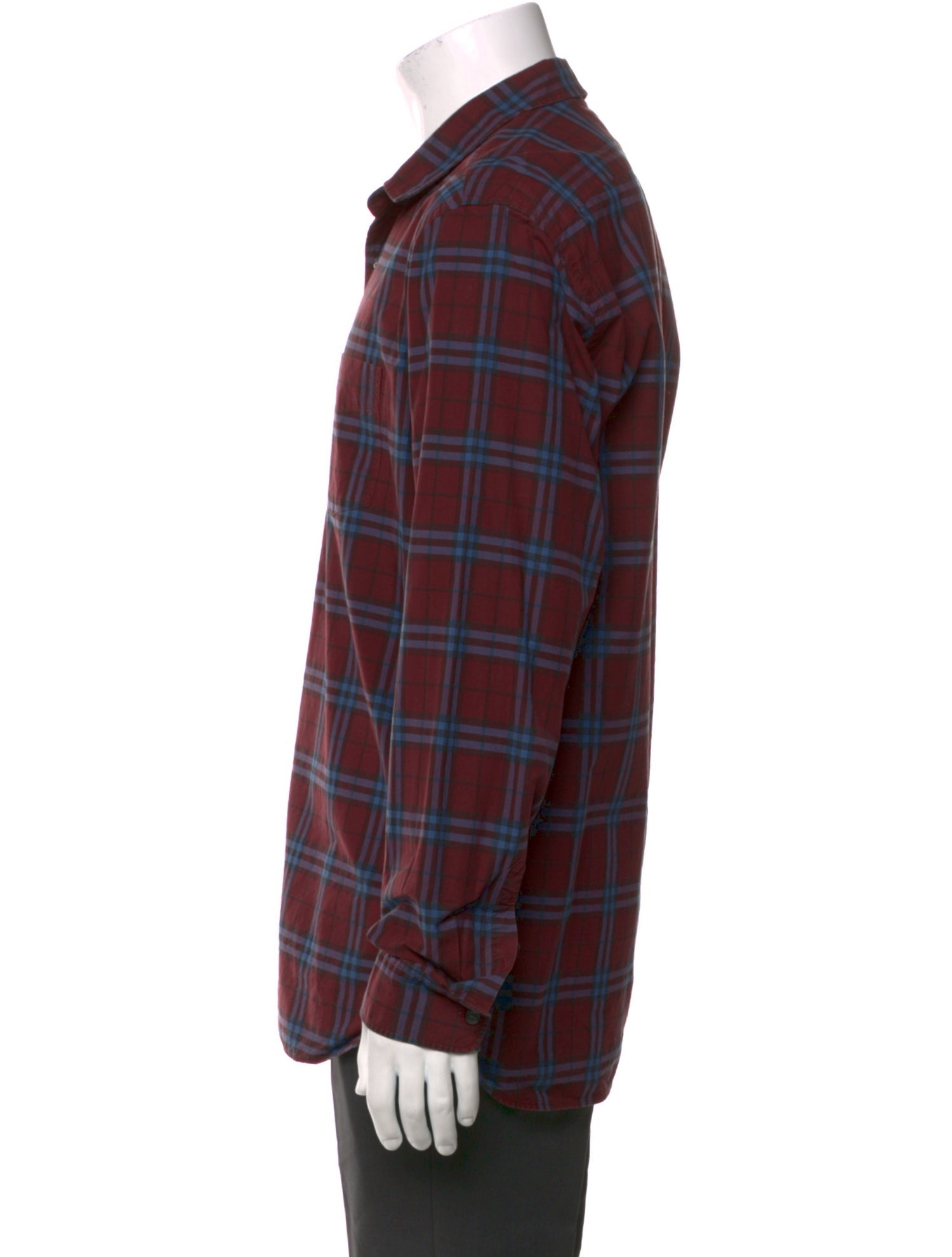 Burberry Plaid Print Long Sleeve Shirt