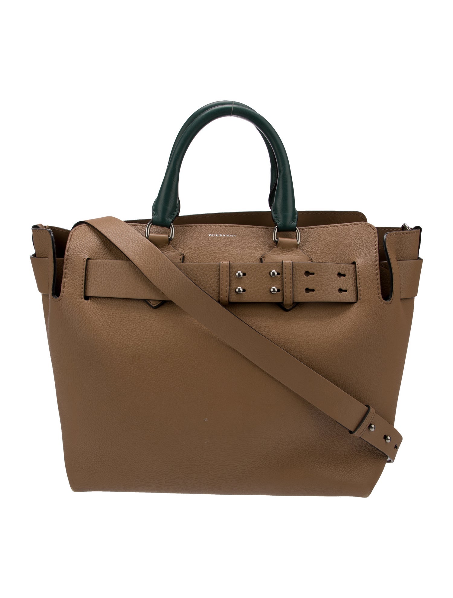 Burberry Leather Soft Grain Calfskin Medium Belt Bag Light Camel Chalk White