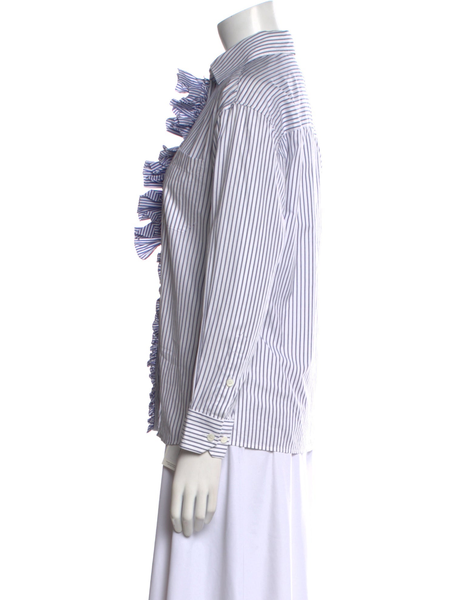 Burberry Striped Long Sleeve Button-Up Top