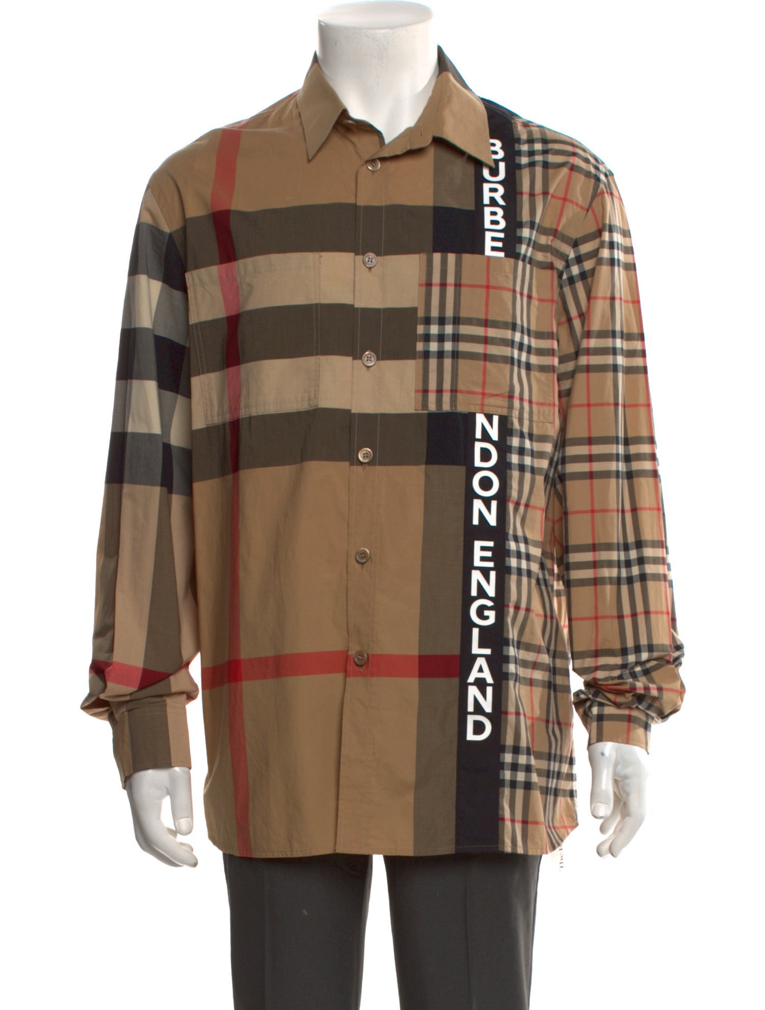 Burberry Exploded Check Pattern Long Sleeve Dress Shirt