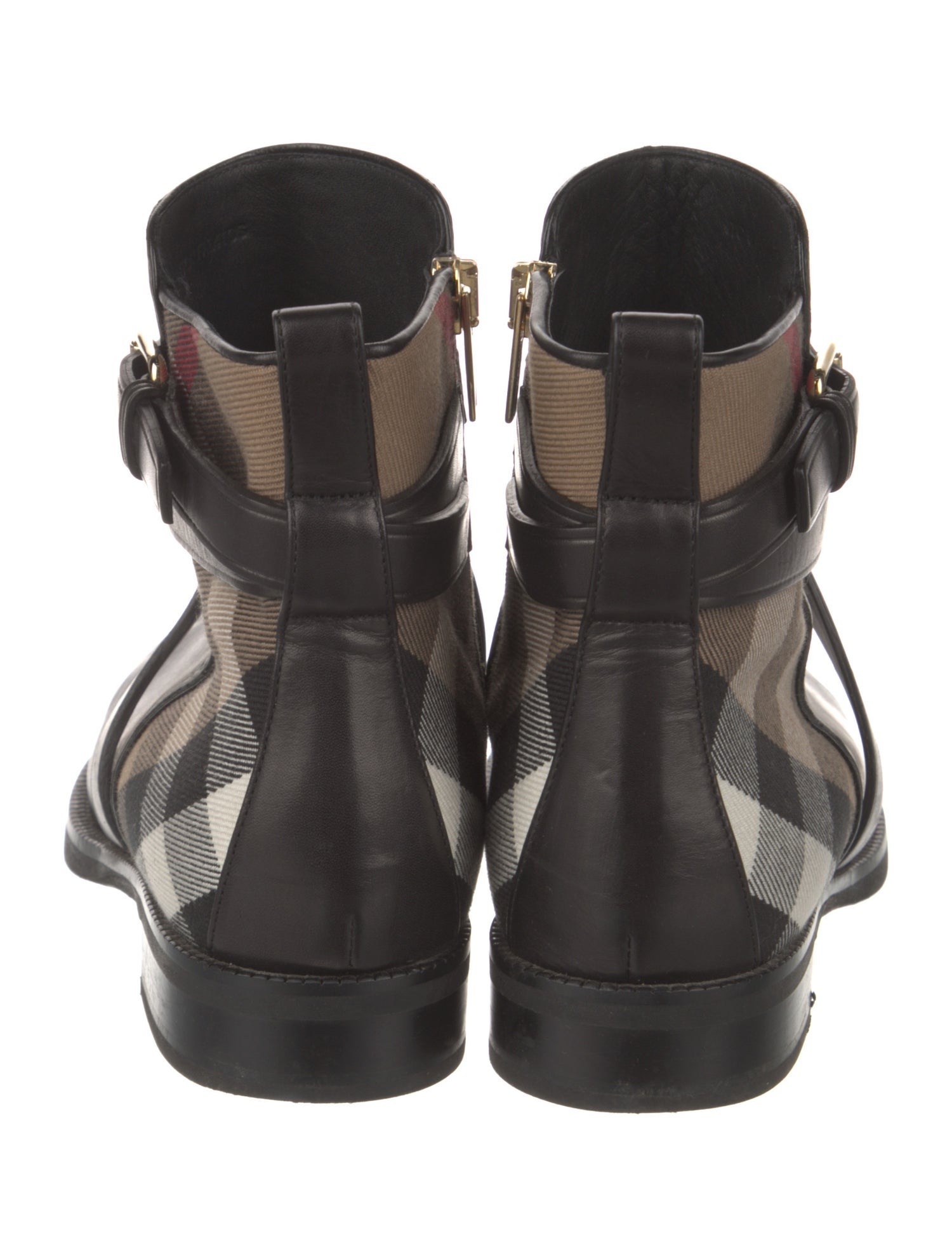 Burberry House Check Pattern Leather Boots