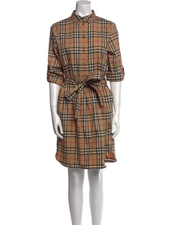Burberry Plaid Print Knee-Length Dress