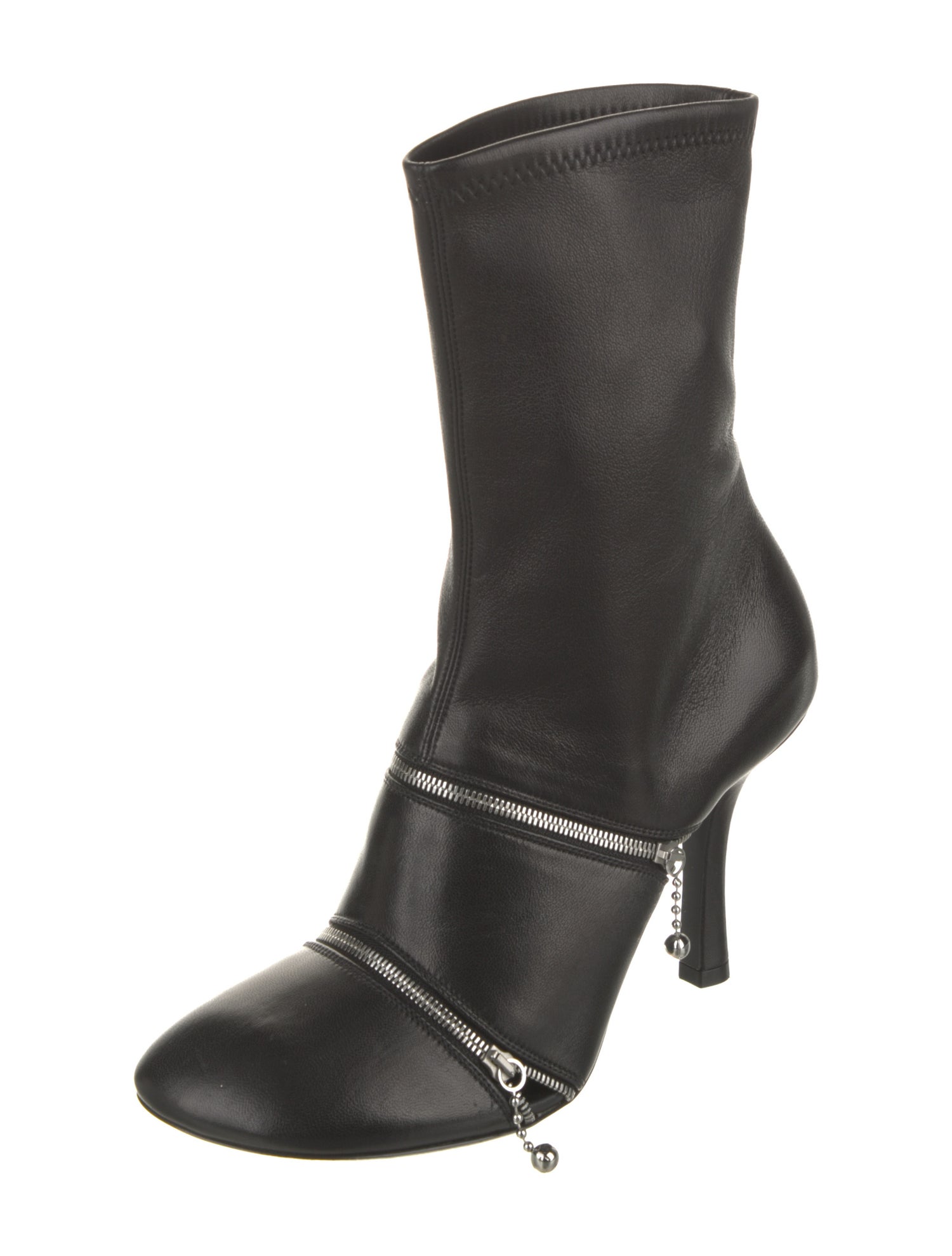 Burberry Peep Leather Boots Leather Sock Boots