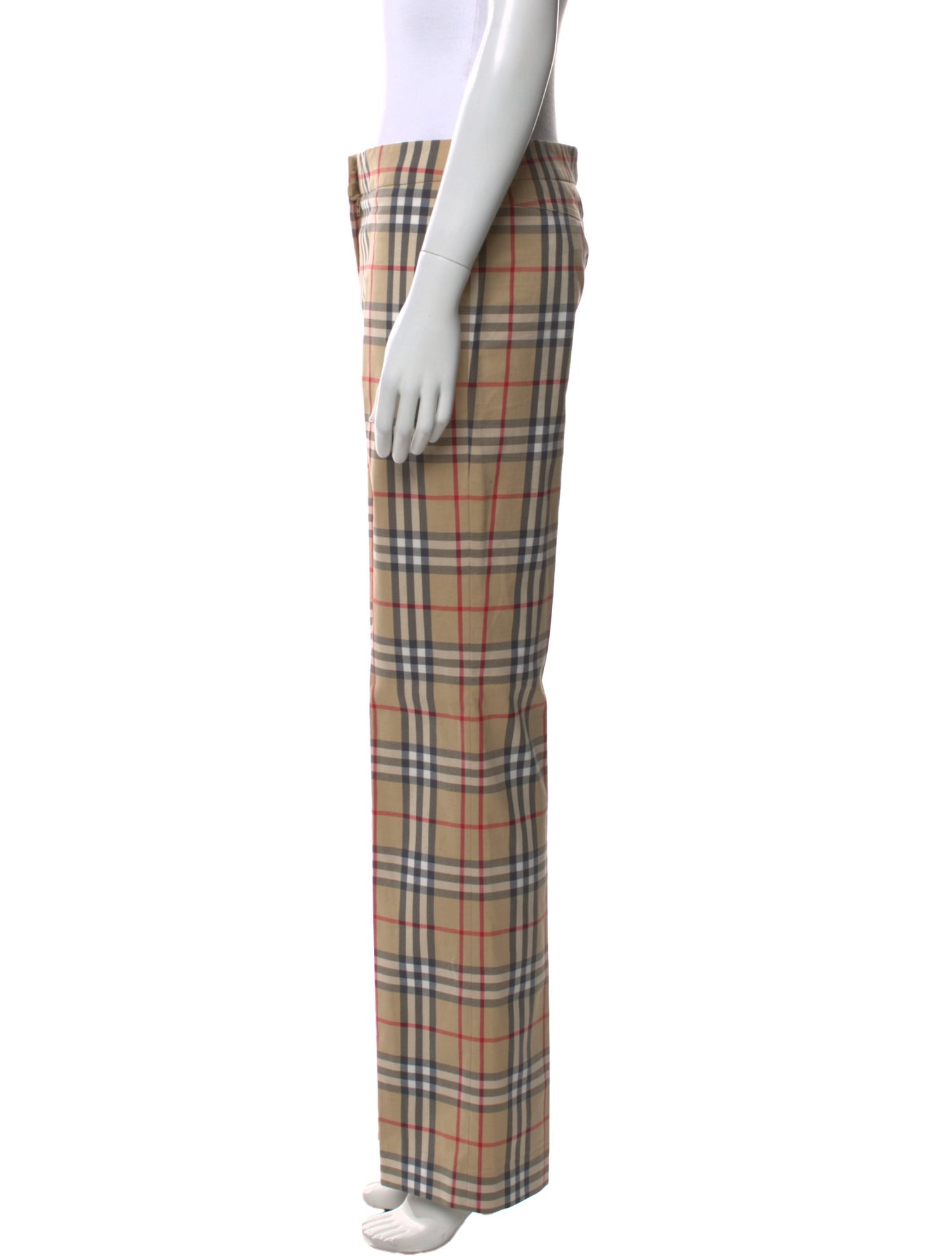 Burberry Plaid Print Wide Leg Pants
