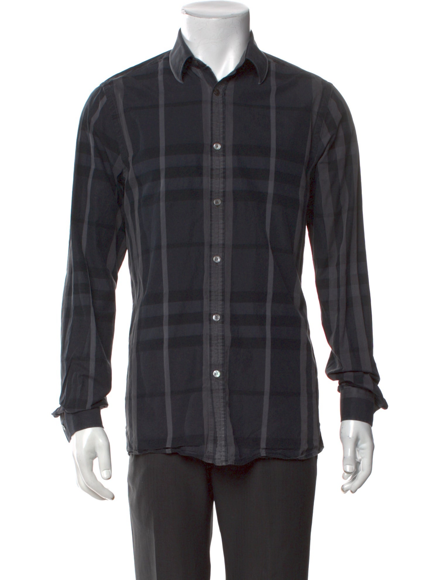 Burberry Plaid Print Long Sleeve Shirt