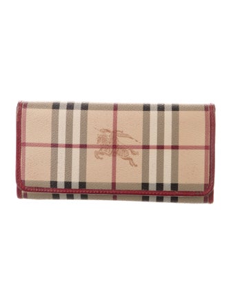 Burberry Haymarket Check Pattern Plaid Print Continental Wallet
