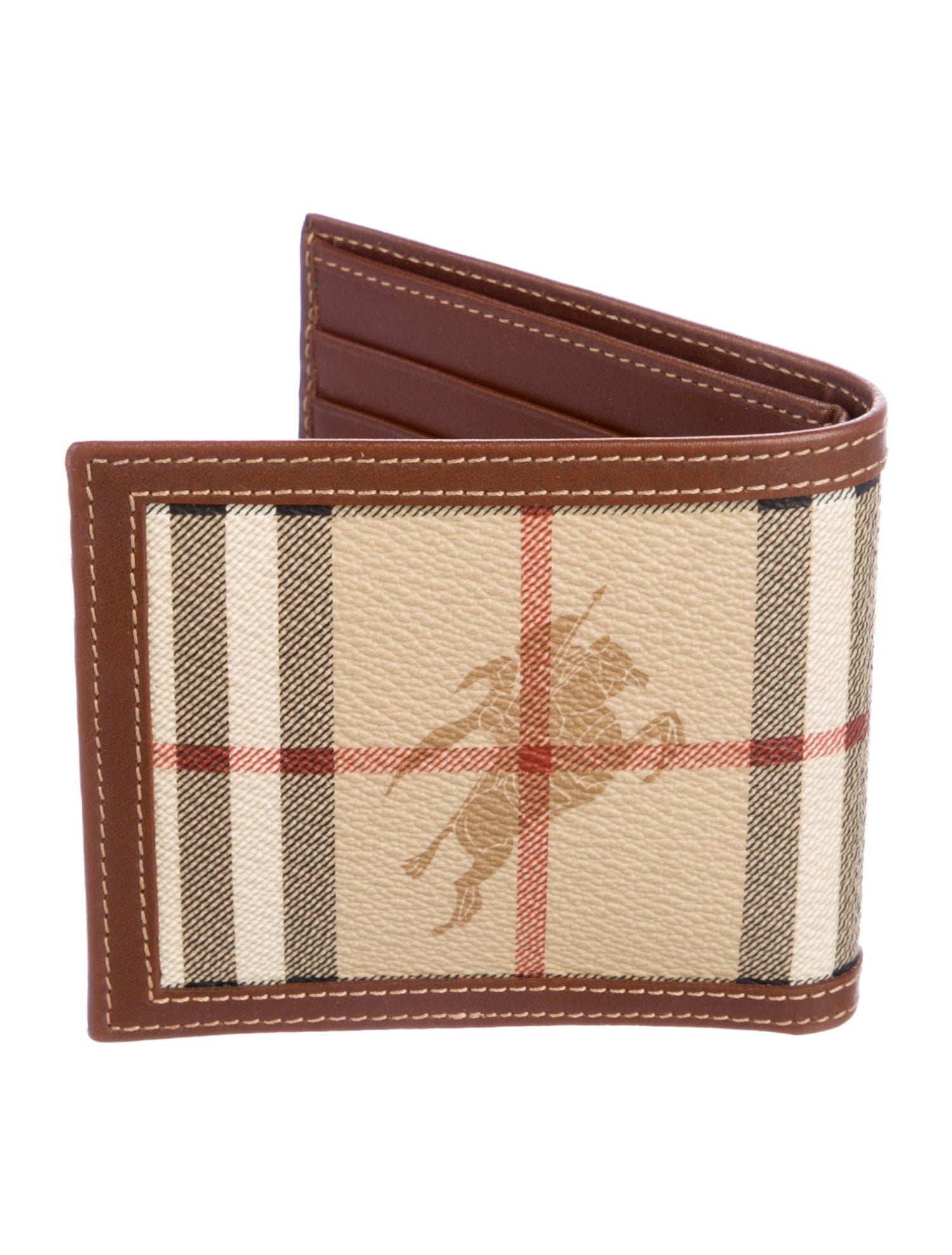 Burberry Leather Plaid Print Wallet