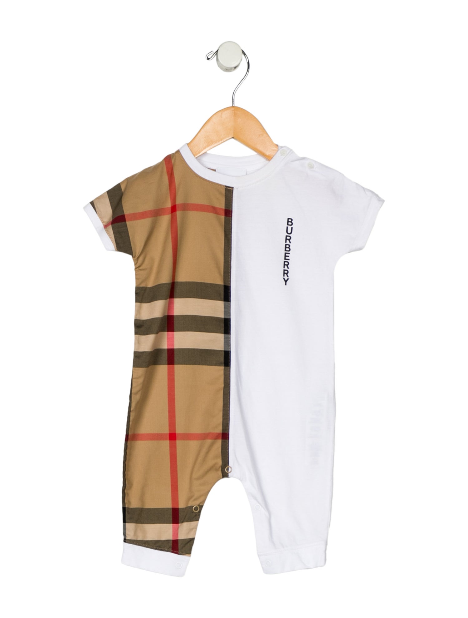 Burberry Infant Boys Check Pattern Cotton Onesie