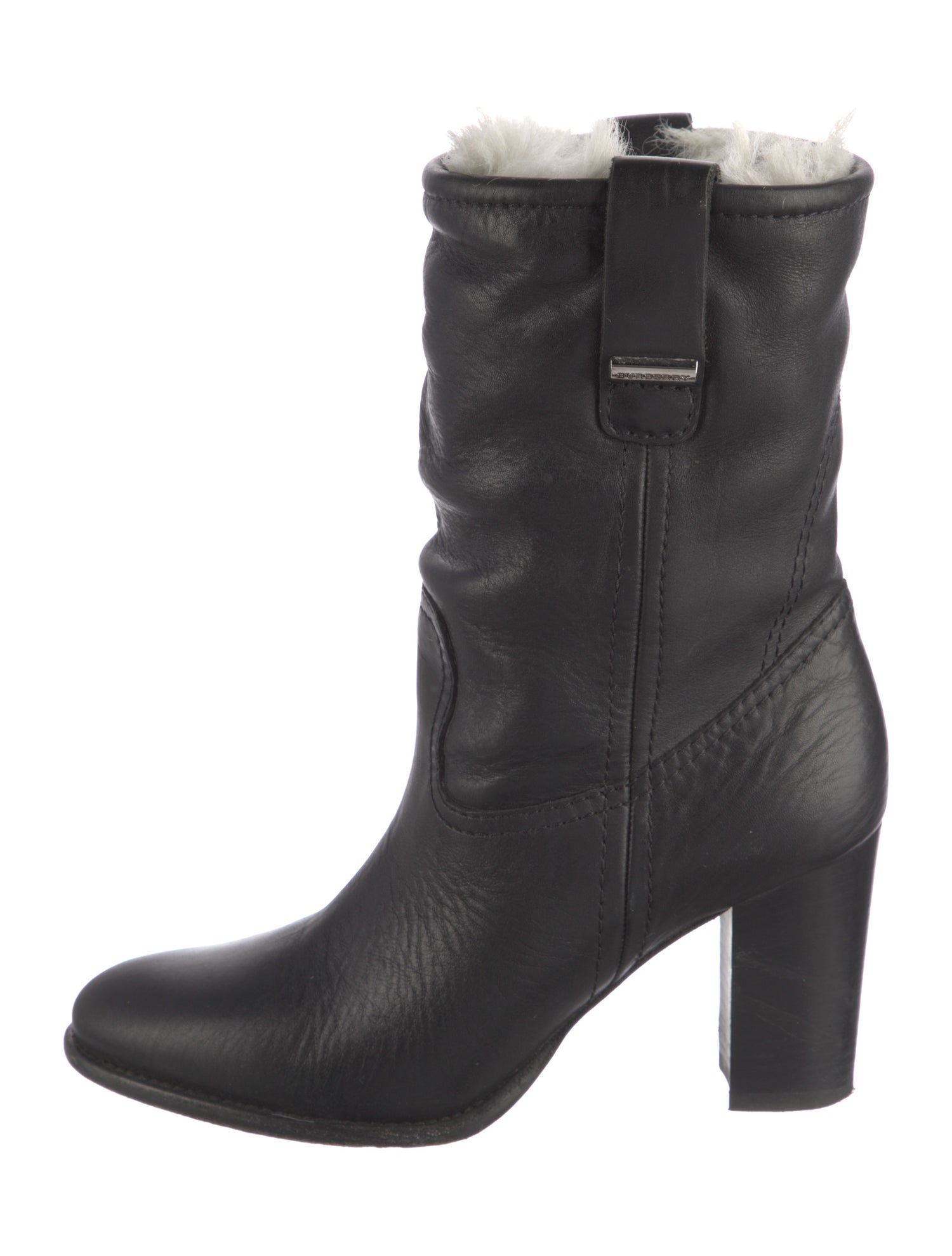 Burberry Leather Fur Trim Boots