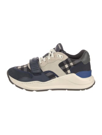 Burberry Nova Check Pattern Leather Athletic Sneakers