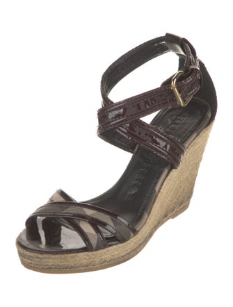 Burberry Nova Check Pattern Patent Leather Espadrilles