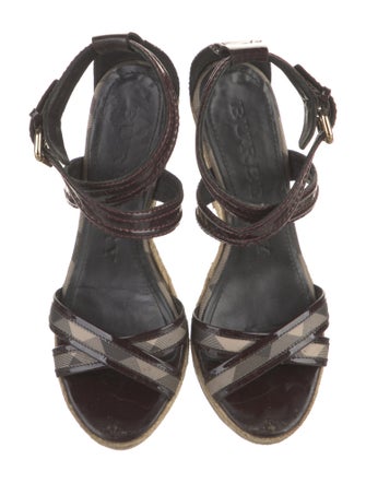 Burberry Nova Check Pattern Patent Leather Espadrilles