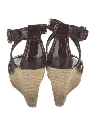 Burberry Nova Check Pattern Patent Leather Espadrilles