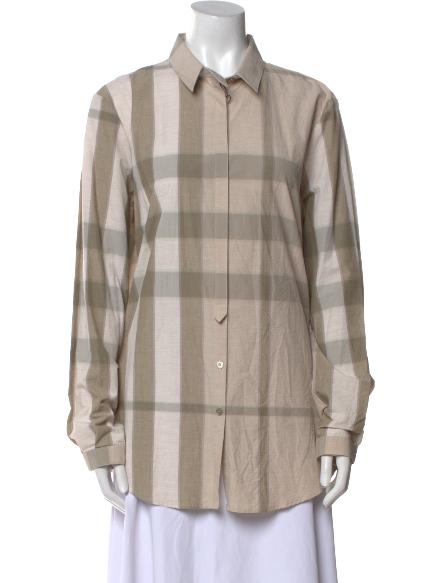 Burberry Brit Plaid Print Long Sleeve Button-Up Top w/ Tags