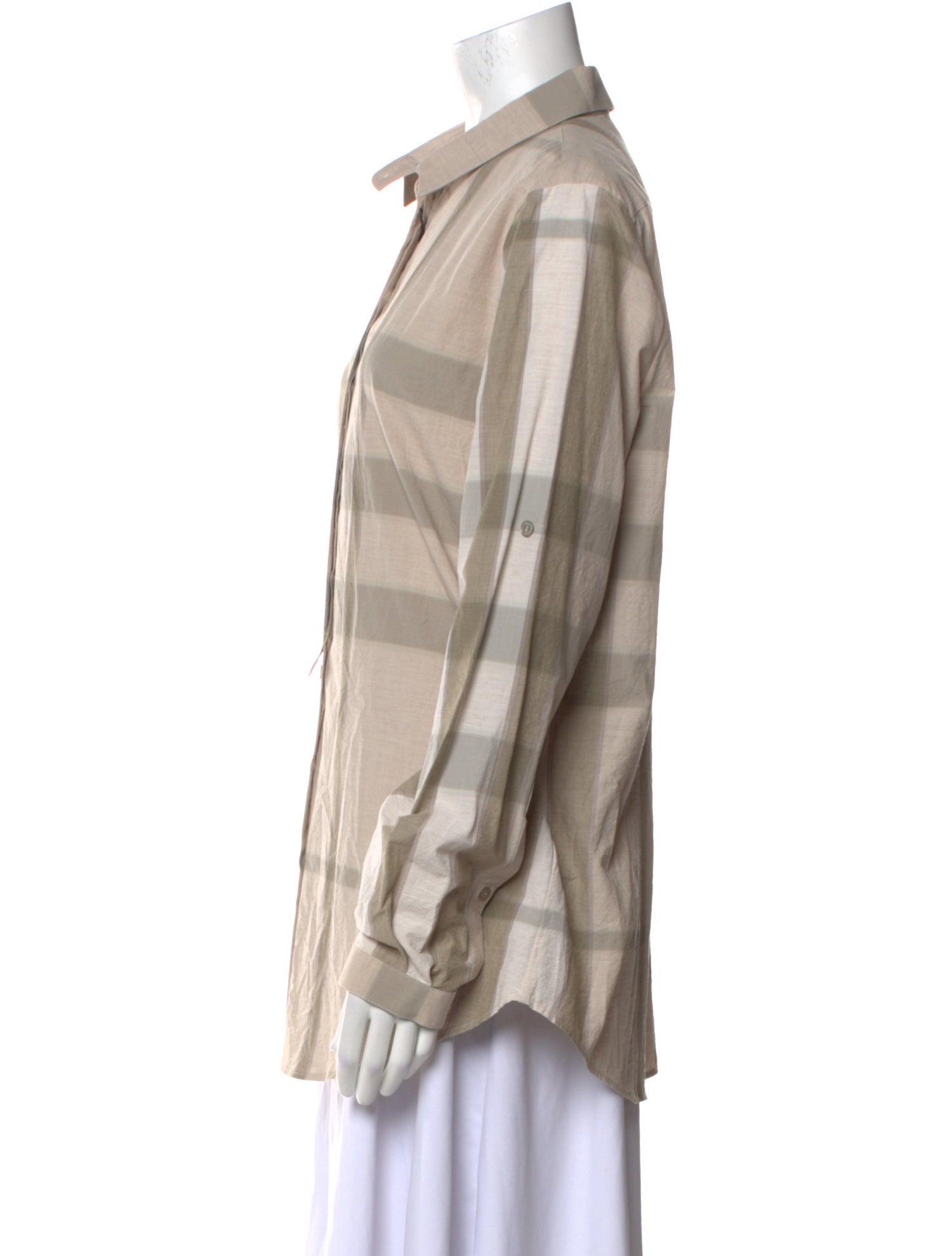 Burberry Brit Plaid Print Long Sleeve Button-Up Top w/ Tags