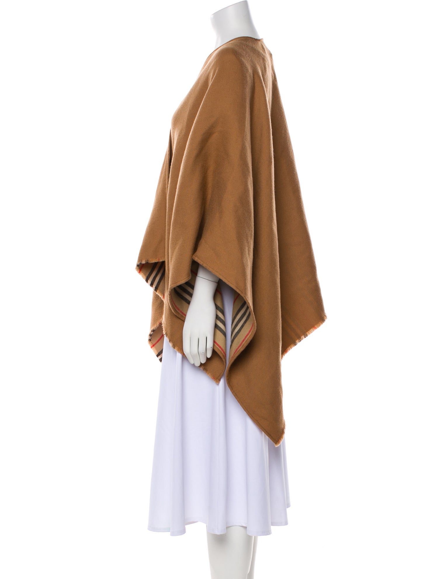 Burberry Reversible Icon Stripe Wool Shawl Cape Wool Shawl