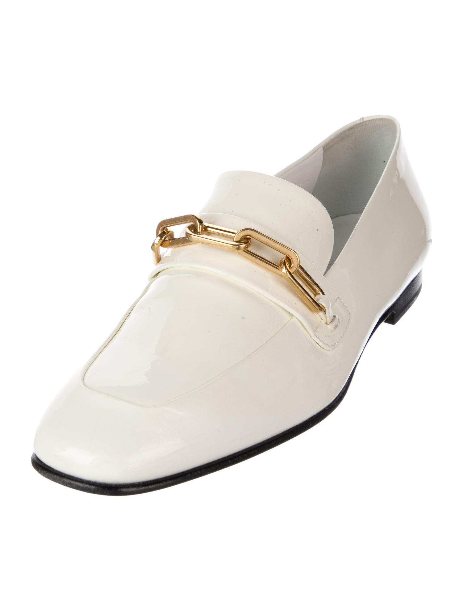 Burberry Patent Leather Chain-Link Accents Loafers
