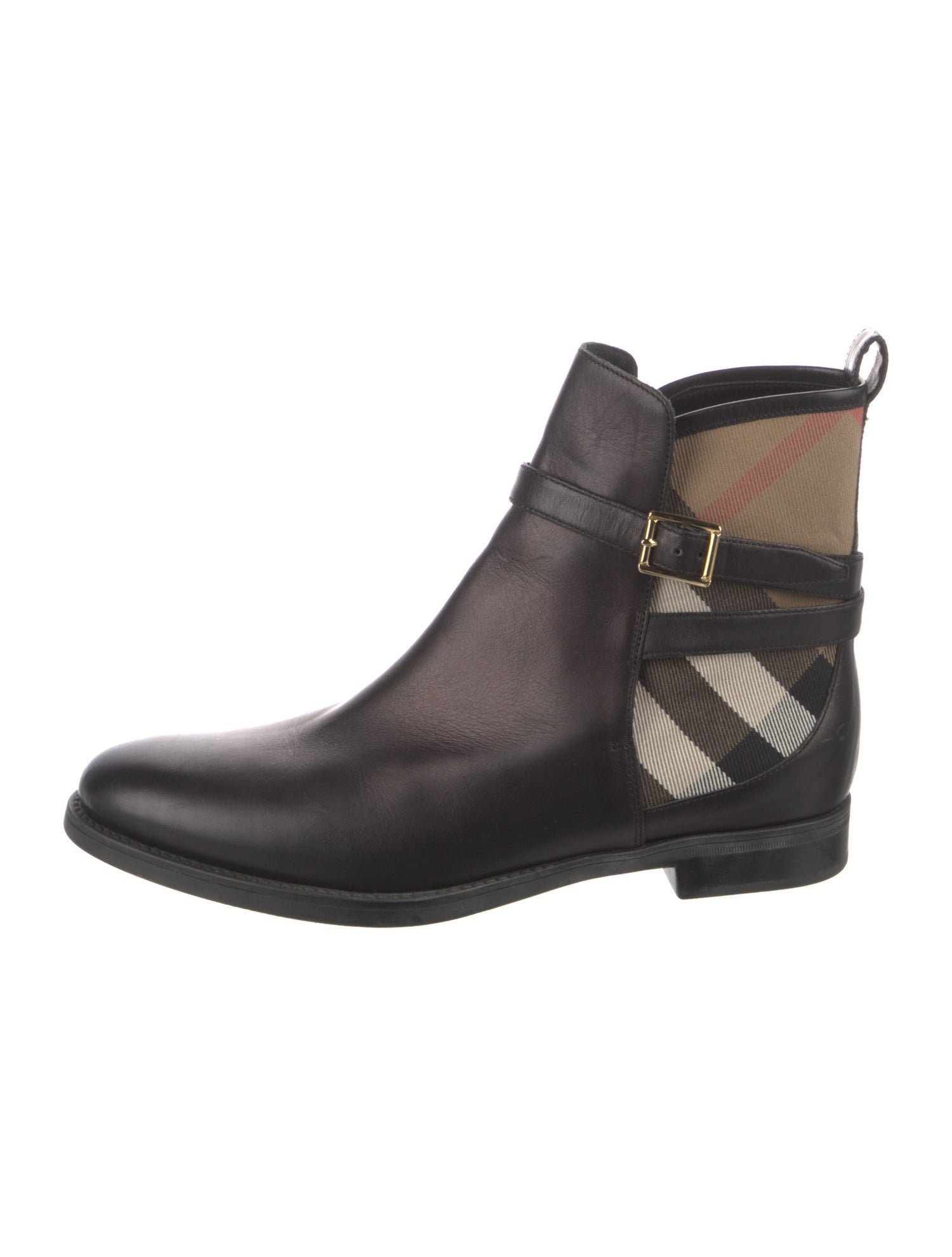 Burberry Nova Check Pattern Leather Chelsea Boots