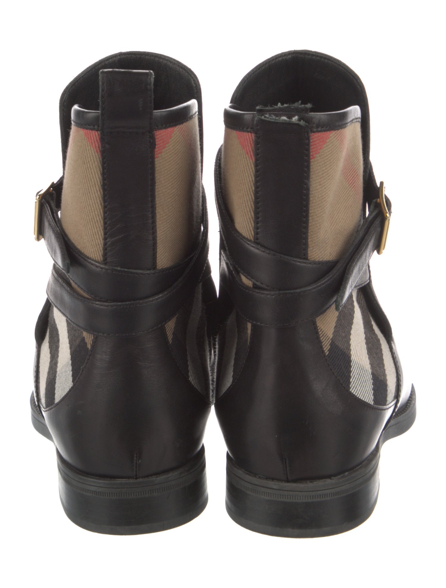 Burberry Nova Check Pattern Leather Chelsea Boots