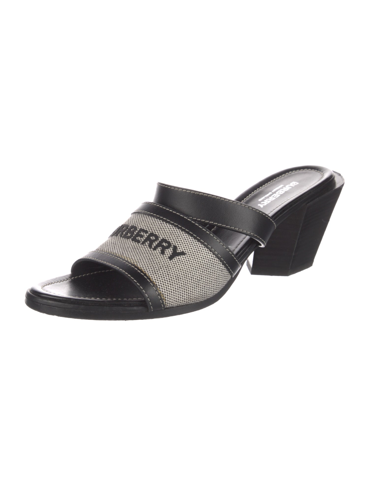 Burberry Leather Graphic Print Slides