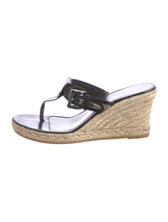 Burberry Nova Check Pattern Patent Leather Espadrilles