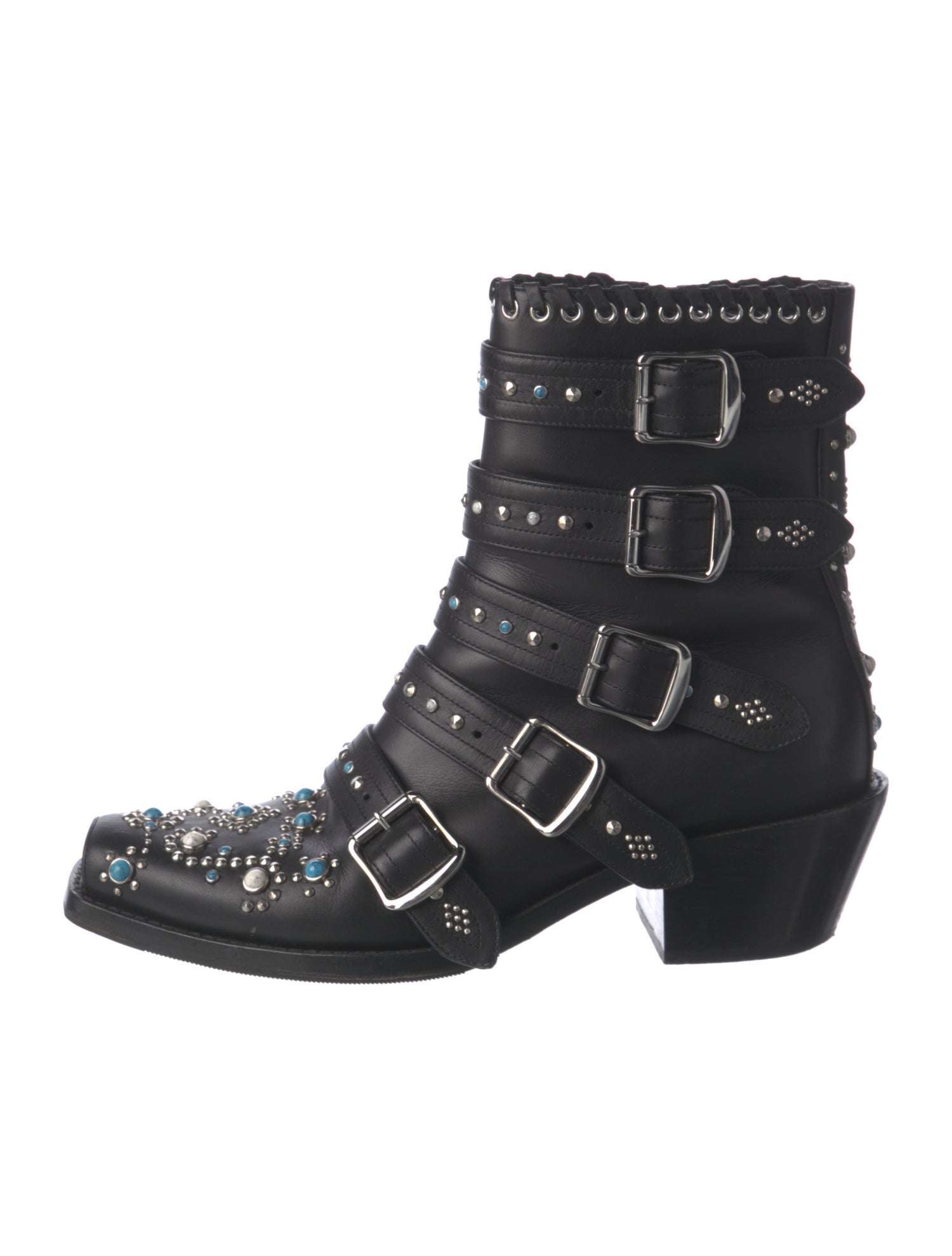 Burberry Leather Whipstitch Trim Combat Boots