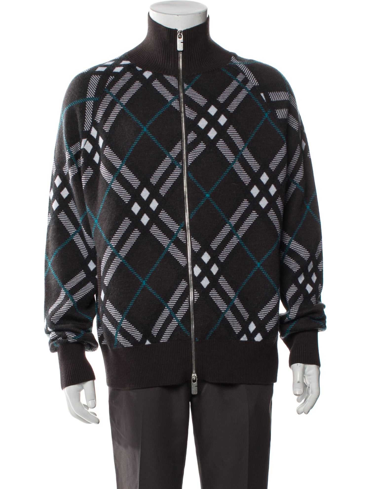 Burberry Wool Plaid Print Denim Jacket