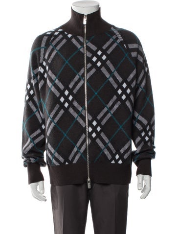 Burberry Outerwear Wool Plaid Print Jacket L