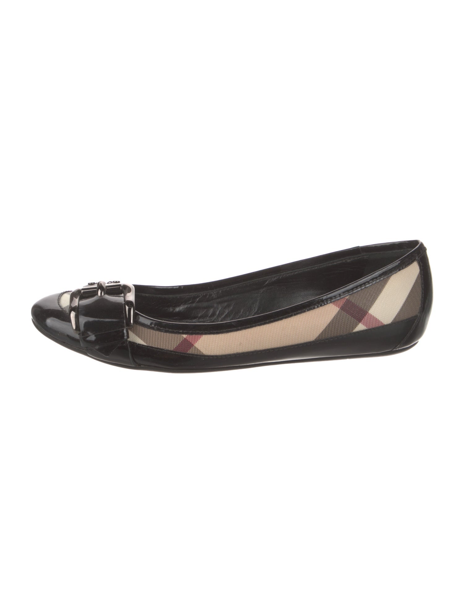 Burberry Exploded Check Pattern Patent Leather Ballet Flats