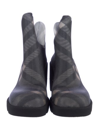Burberry Smoked Check Pattern Rubber Rain Boots