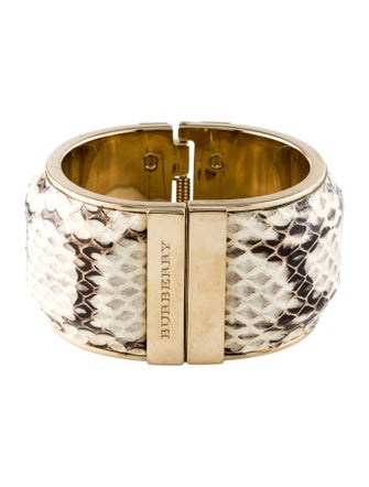 Burberry Leather Python Pattern Hinged Bangle Bracelet