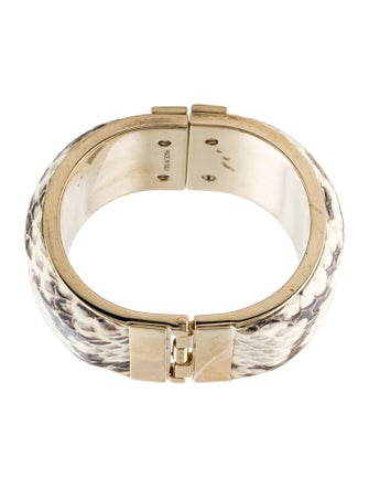 Burberry Leather Python Pattern Hinged Bangle Bracelet