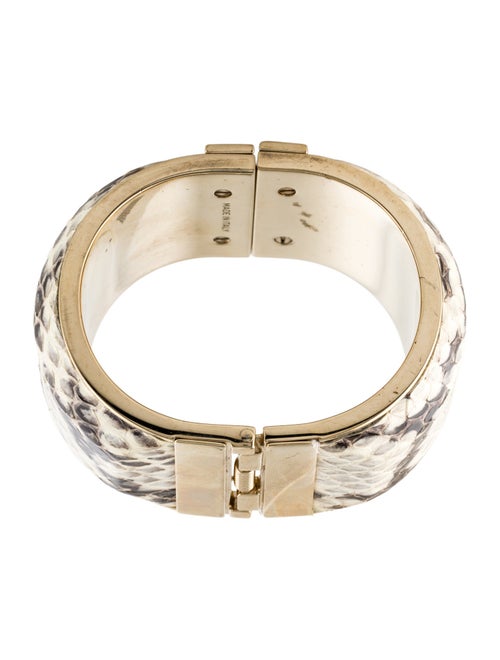 Burberry Leather Python Pattern Hinged Bangle Bracelet