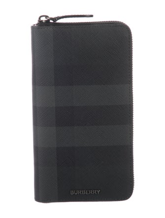 Burberry Smoked Check Pattern Leather Wallet