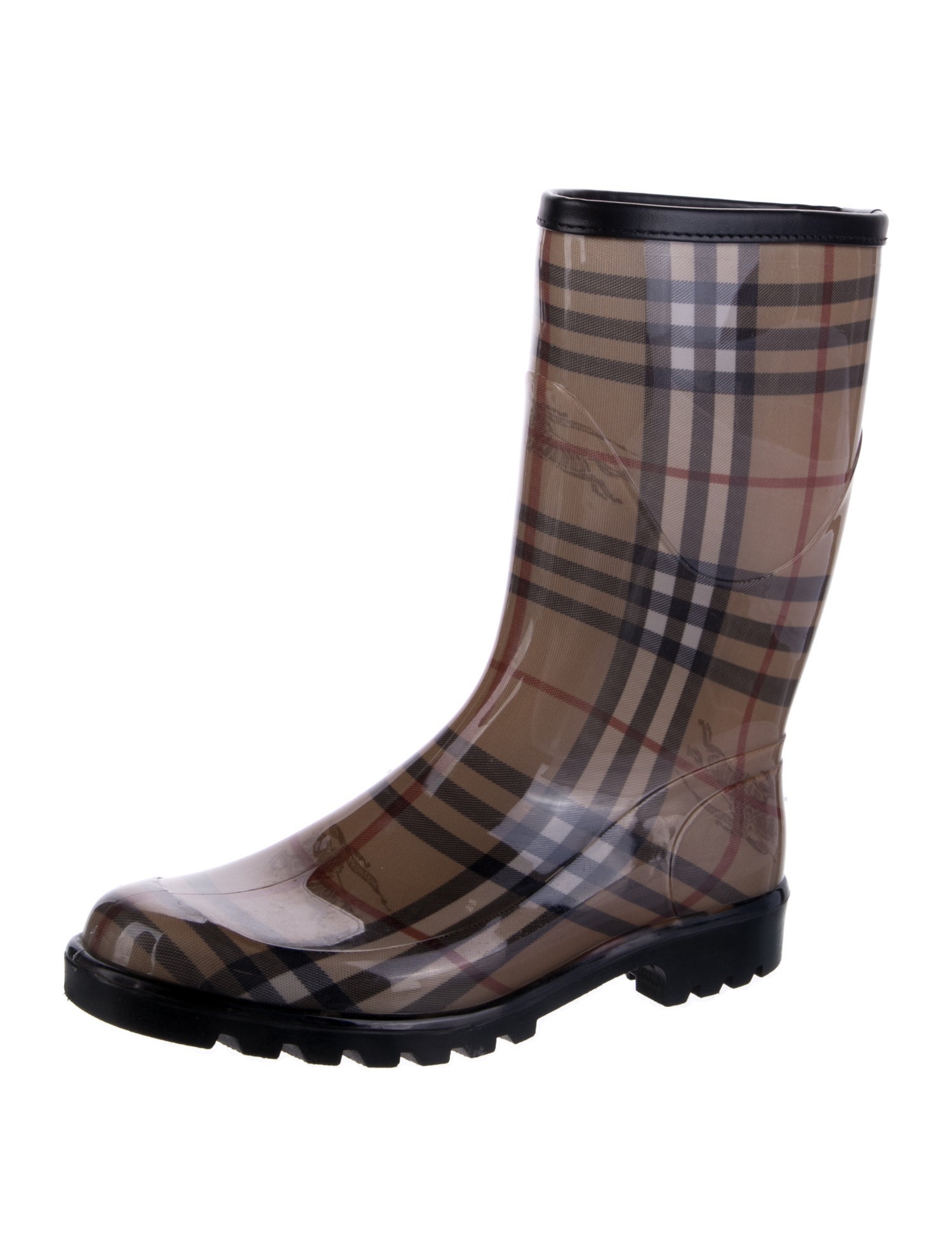 Burberry Vintage Haymarket Check Pattern Rain Boots