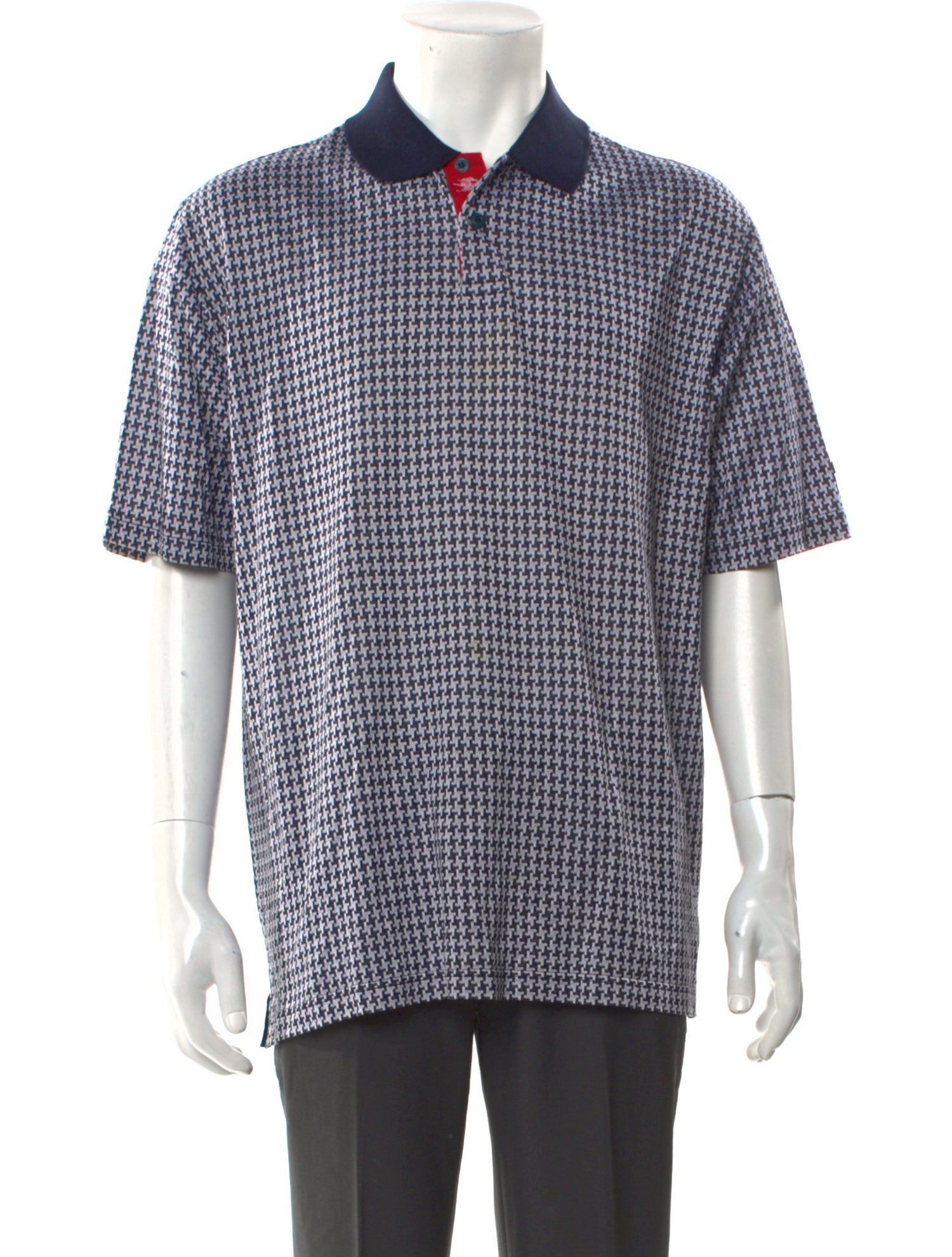 Burberry Golf Houndstooth Print Collar Polo Shirt