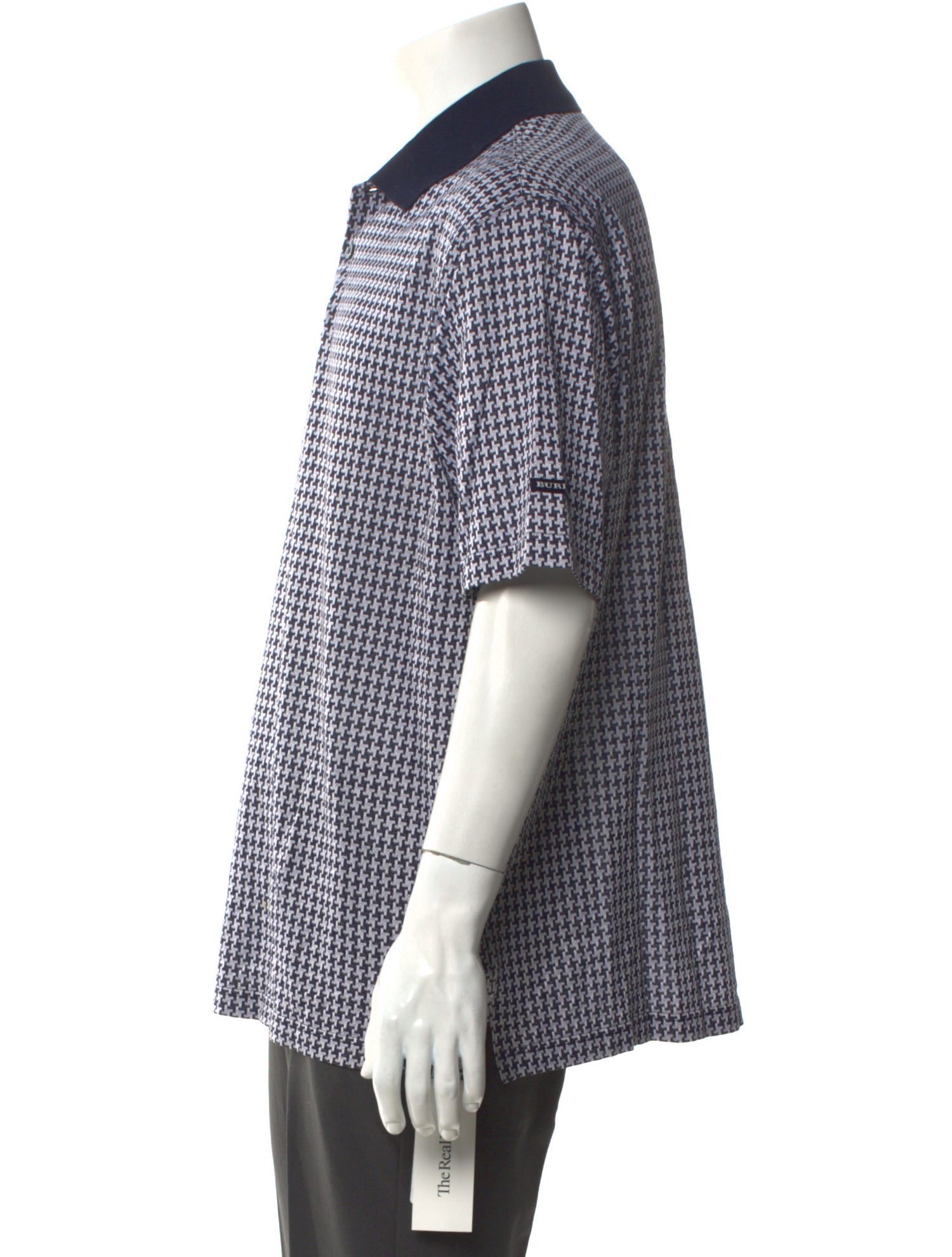 Burberry Golf Houndstooth Print Collar Polo Shirt