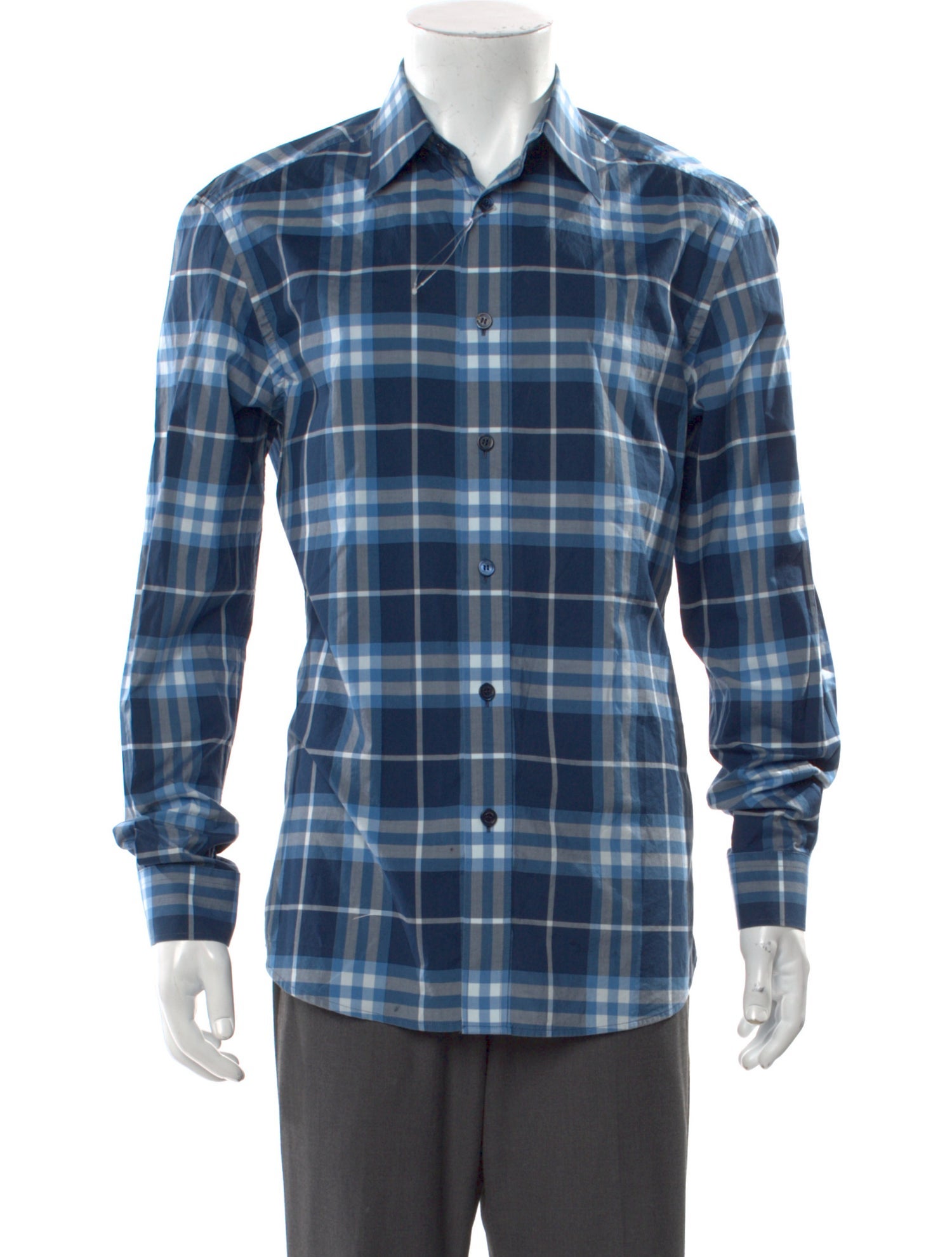 Burberry Plaid Print Long Sleeve Shirt