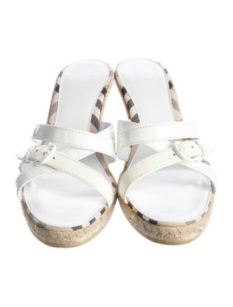 Burberry Nova Check Pattern Patent Leather Espadrilles