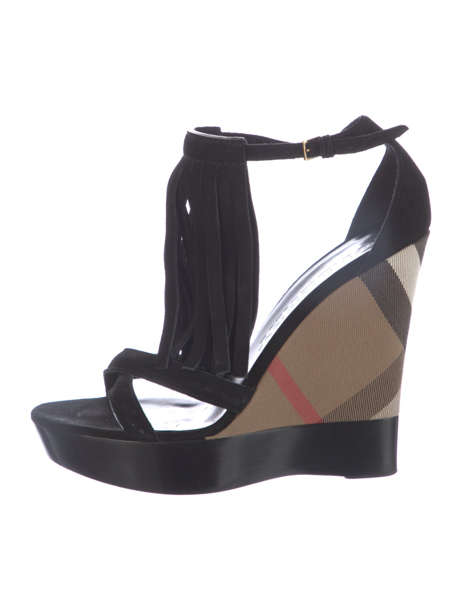 Burberry Exploded Check Pattern Suede Sandals