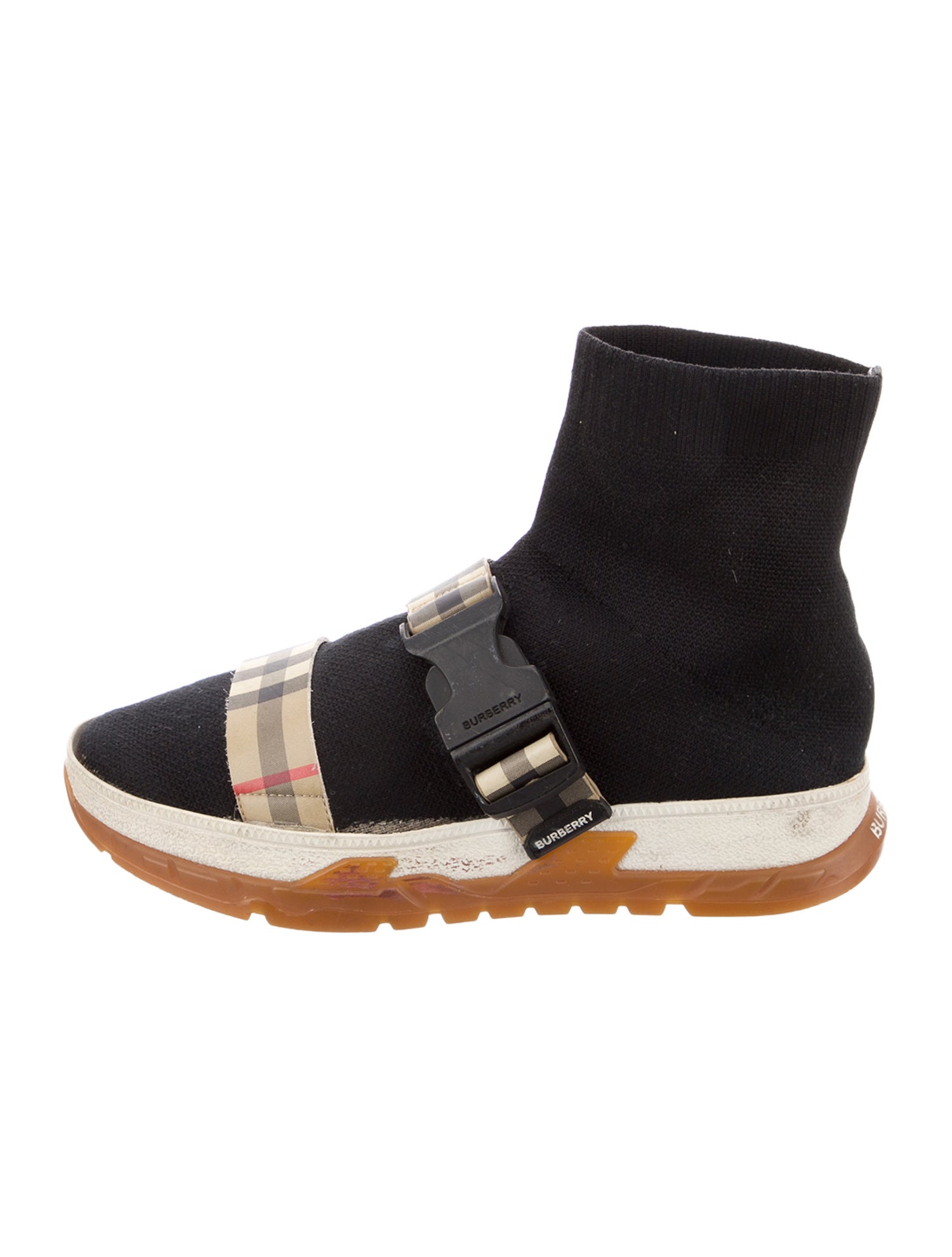 Burberry Check Print Knit Sock Shoes