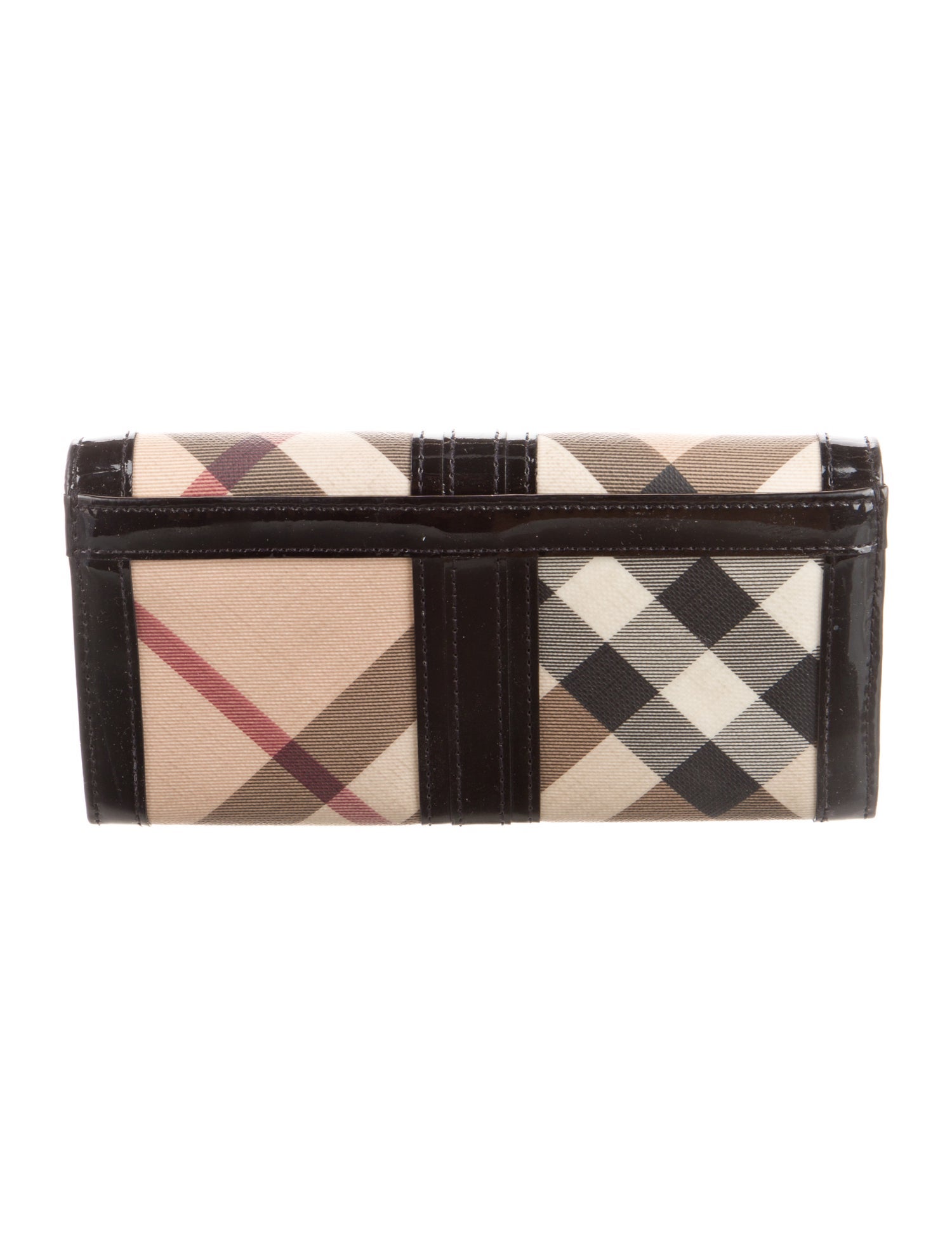 Burberry Nova Check Pattern Patent Leather Continental Wallet