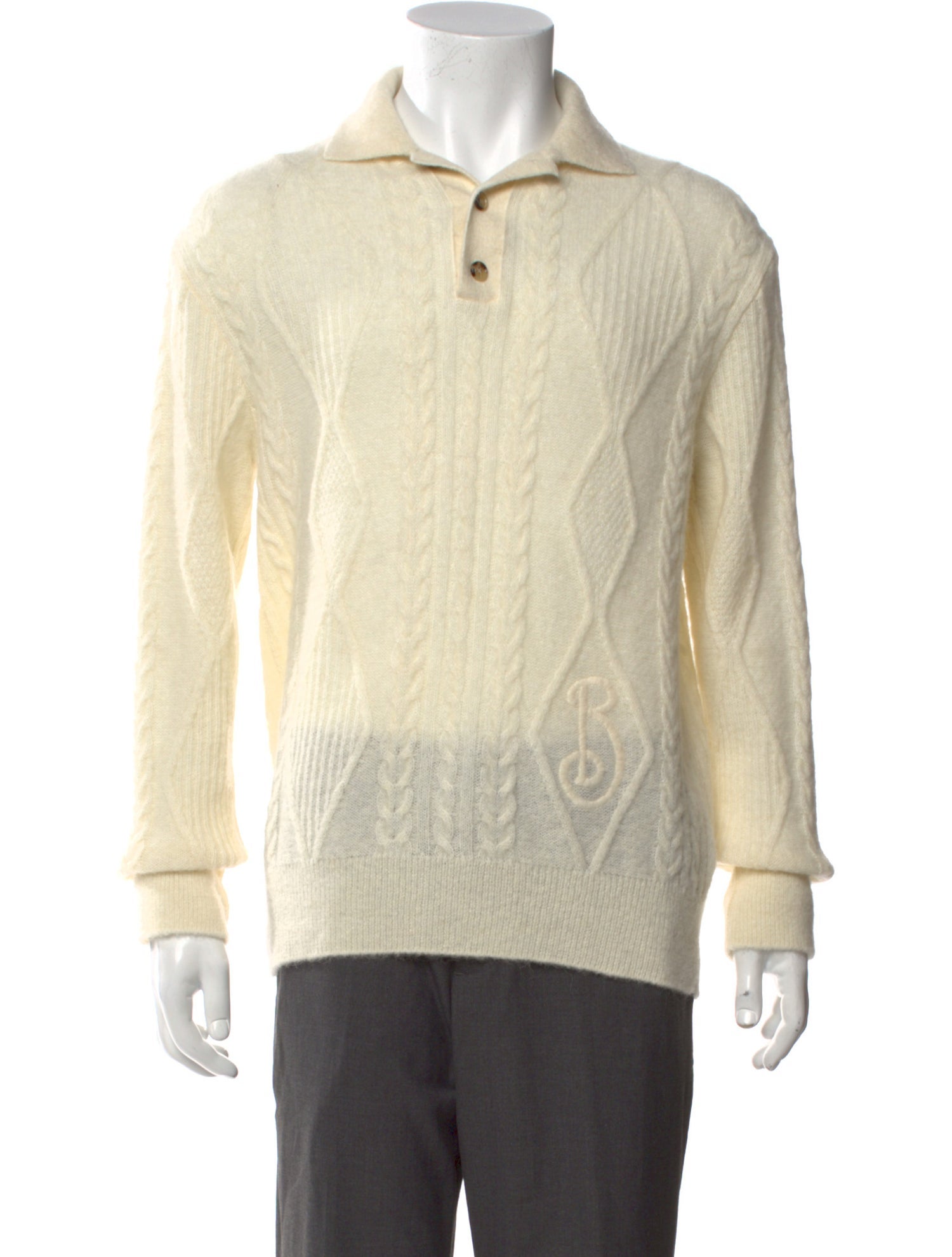 Burberry Mock Neck Long Sleeve Polo Sweater
