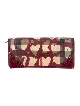 Burberry Painted Heart Check Continental Plaid Print Continental Wallet